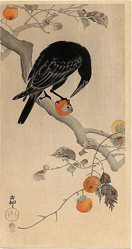 Koson Shoson Ohara Crow Eating a Persimmon