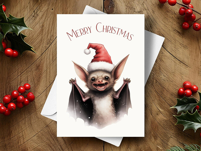 Santa Bat card