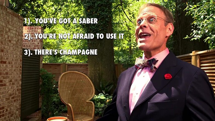 Alton Brown champagne sabre