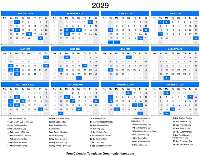 2029-Calendar-with-holidays