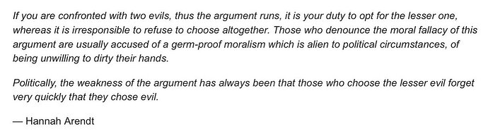 quote hannah arendt lesser evil