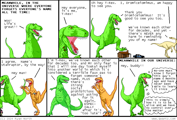 Dinosaur Comics Meanwhile in the universe