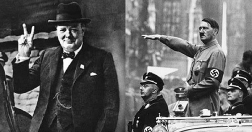 Churchill scissors, Hitler paper